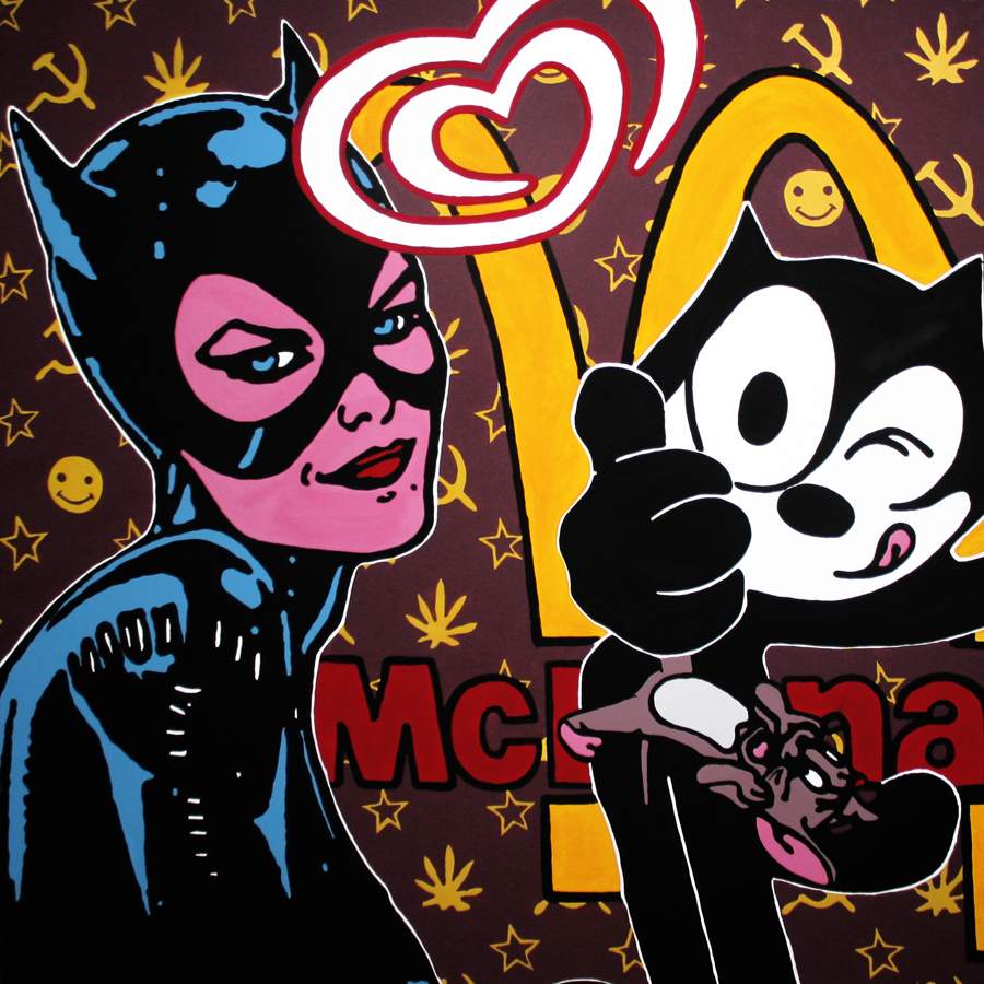 Guido Corazziari, Cat's Love, 2012, 90x90 cm, acrylic on canvas